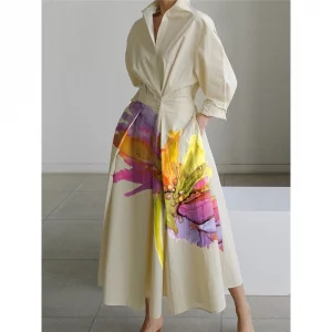 Lapel Midi Dresses Shirt Dress