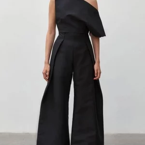 Loose Sleeveless Solid Color Off-The-Shoulder Two Pieces Set