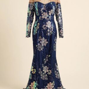 Custom Navy Sequin Gown