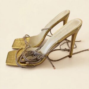 Fashionnova Gold Laceup Heels