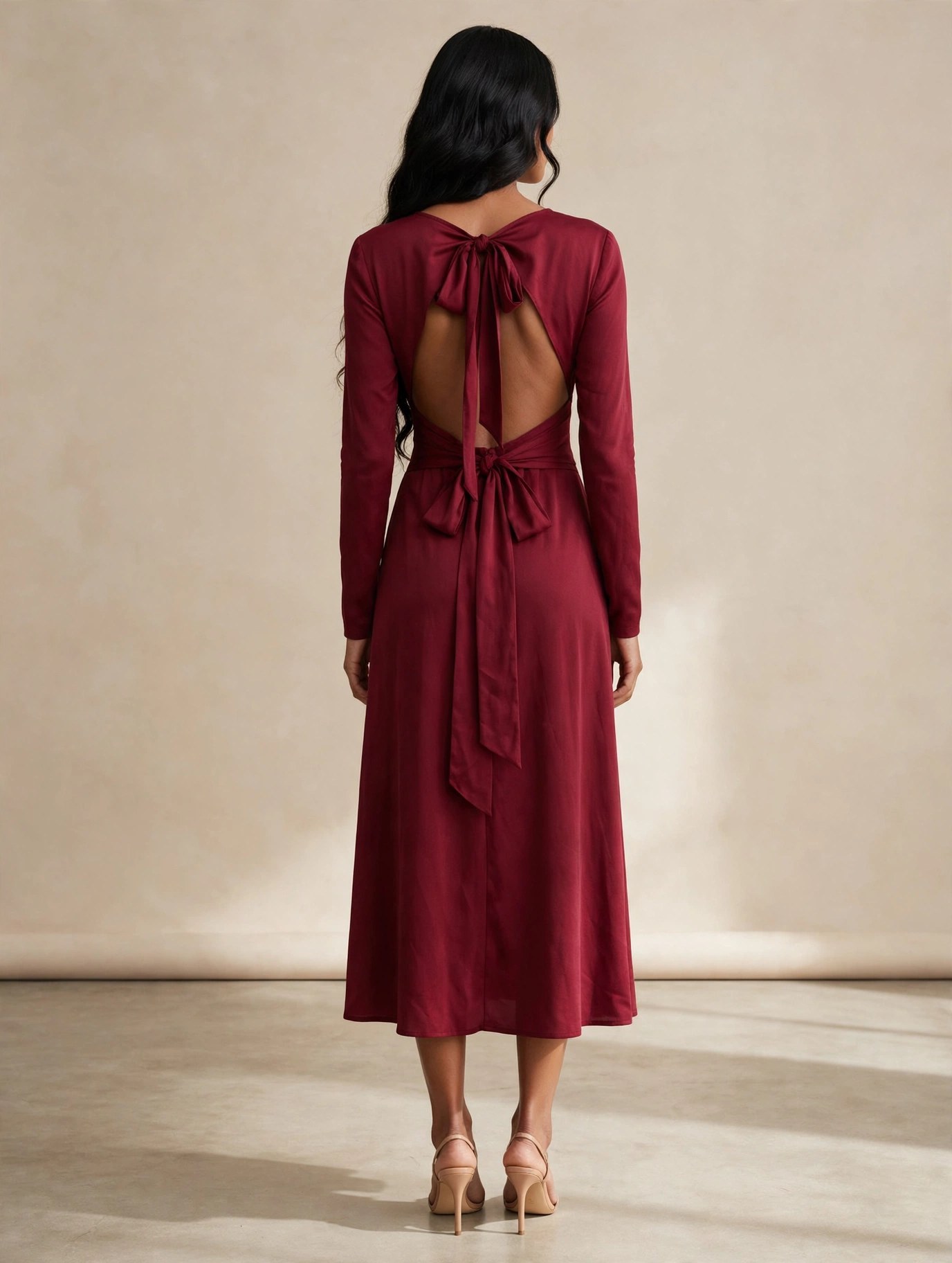 Shein Burgundy Tie Neck Dress - Image 2