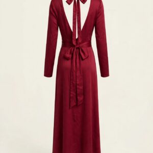 Shein Burgundy Tie Neck Dress
