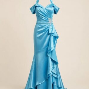 Sky Blue Satin Gown