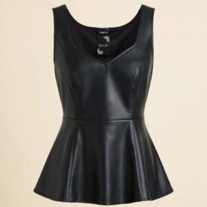 Torrid Black Faux Leather Peplum Top