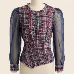 Zara Tweed Organza Blouse